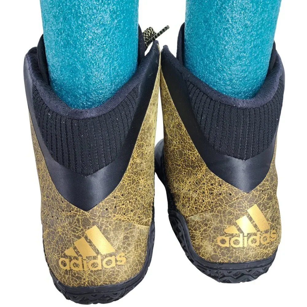 Adidas Map Wizard Hype Black Gold Wresting Shoes Size 10 Mens High Top Metallic